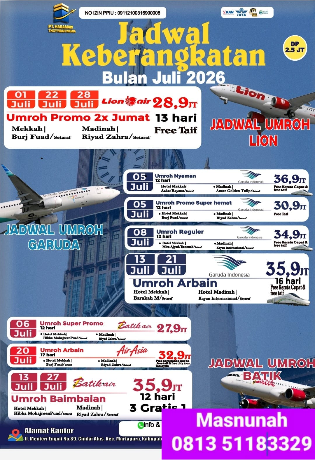Jadwal Juli - Batik, Lion, Garuda